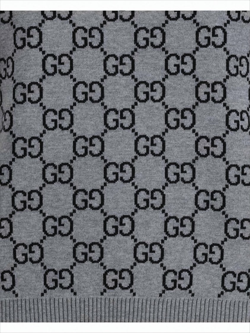 Gucci Short-Sleeved Knit Top With Geometric Pattern