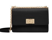 Furla Structured Black Shoulder Bag With Gold-Tone Clasp