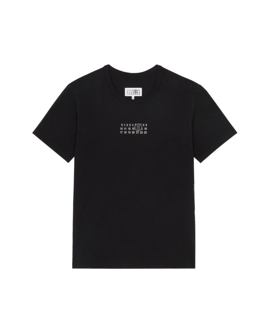 Mm6 By Maison Margiela Black Crewneck T-Shirt With Front Print