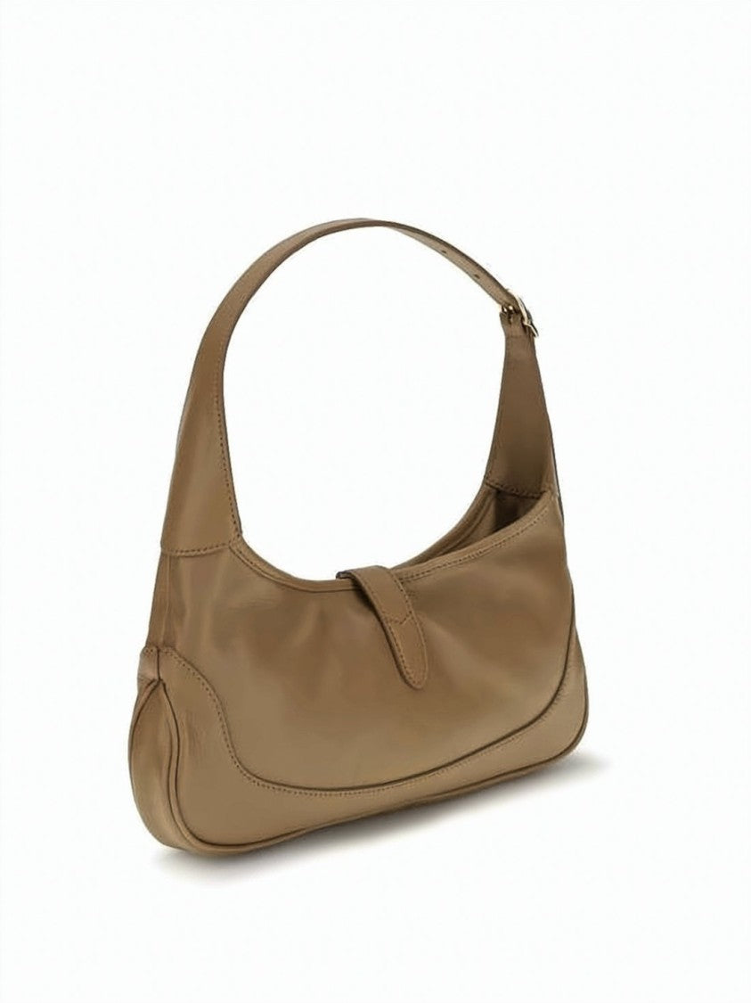 Gucci Smooth Leather Shoulder Bag With Gold-Tone Clasp