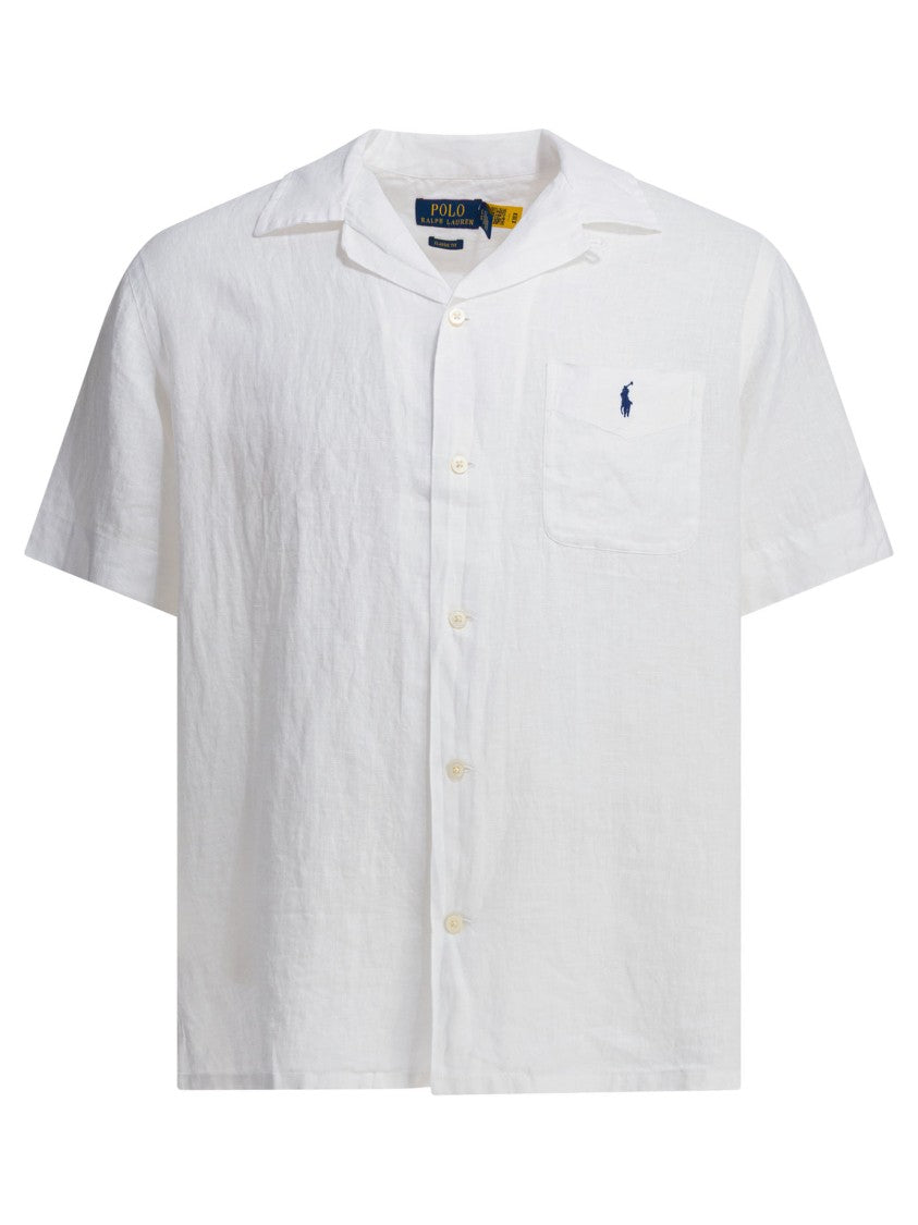 Polo Ralph Lauren Short-Sleeved Linen Button-Up Shirt With Embroidered Logo