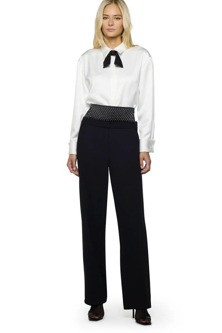 Simona Corsellini Black Cotton-Blend Straight-Leg Pants