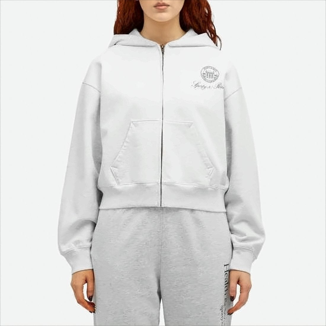 Sporty And Rich Relaxed-Fit Zip-Up Hoodie With Kangaroo Pocket