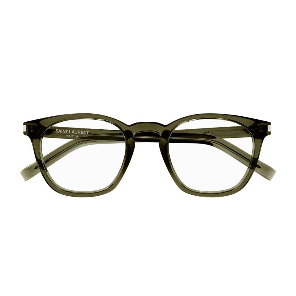 Saint Laurent Sl 28 Opt Linea Corner Angle Panthos-Shaped Green Acetate Optical Frames