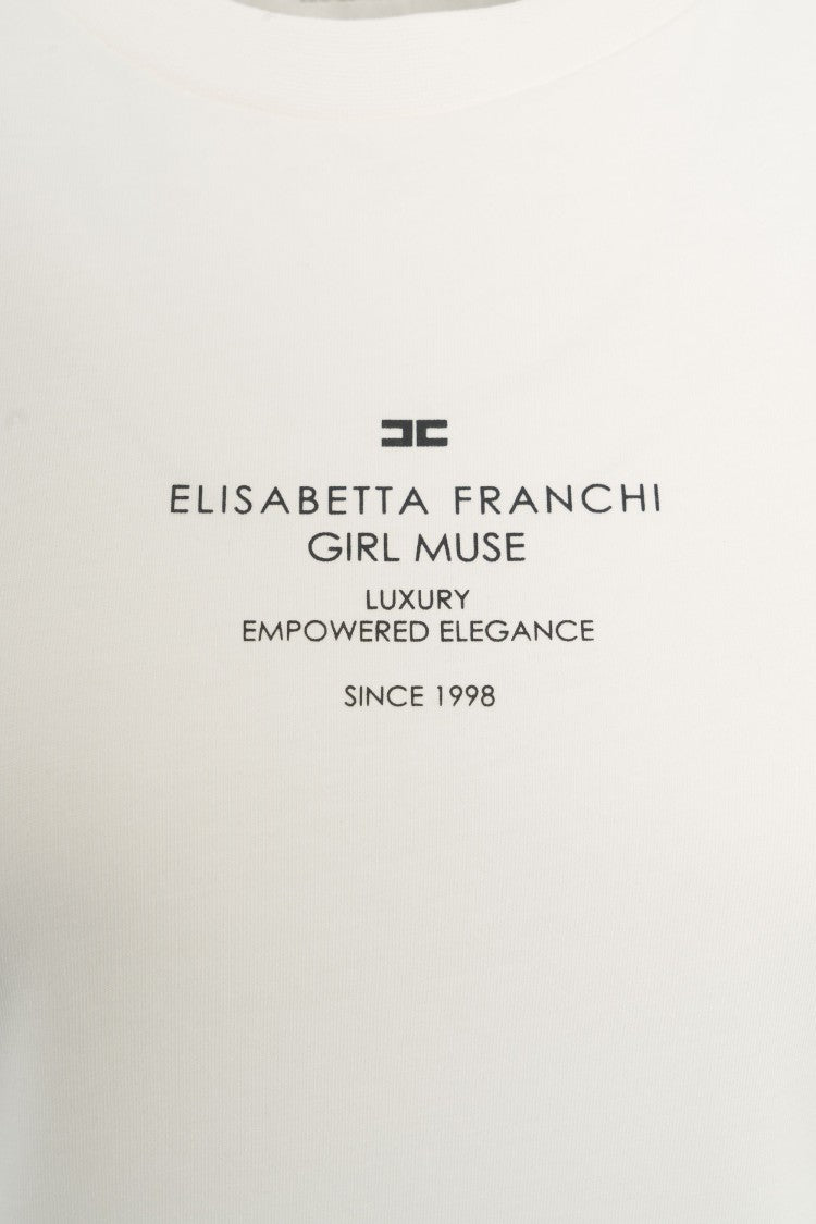 Elisabetta Franchi White T-Shirt With Discreet Front Print