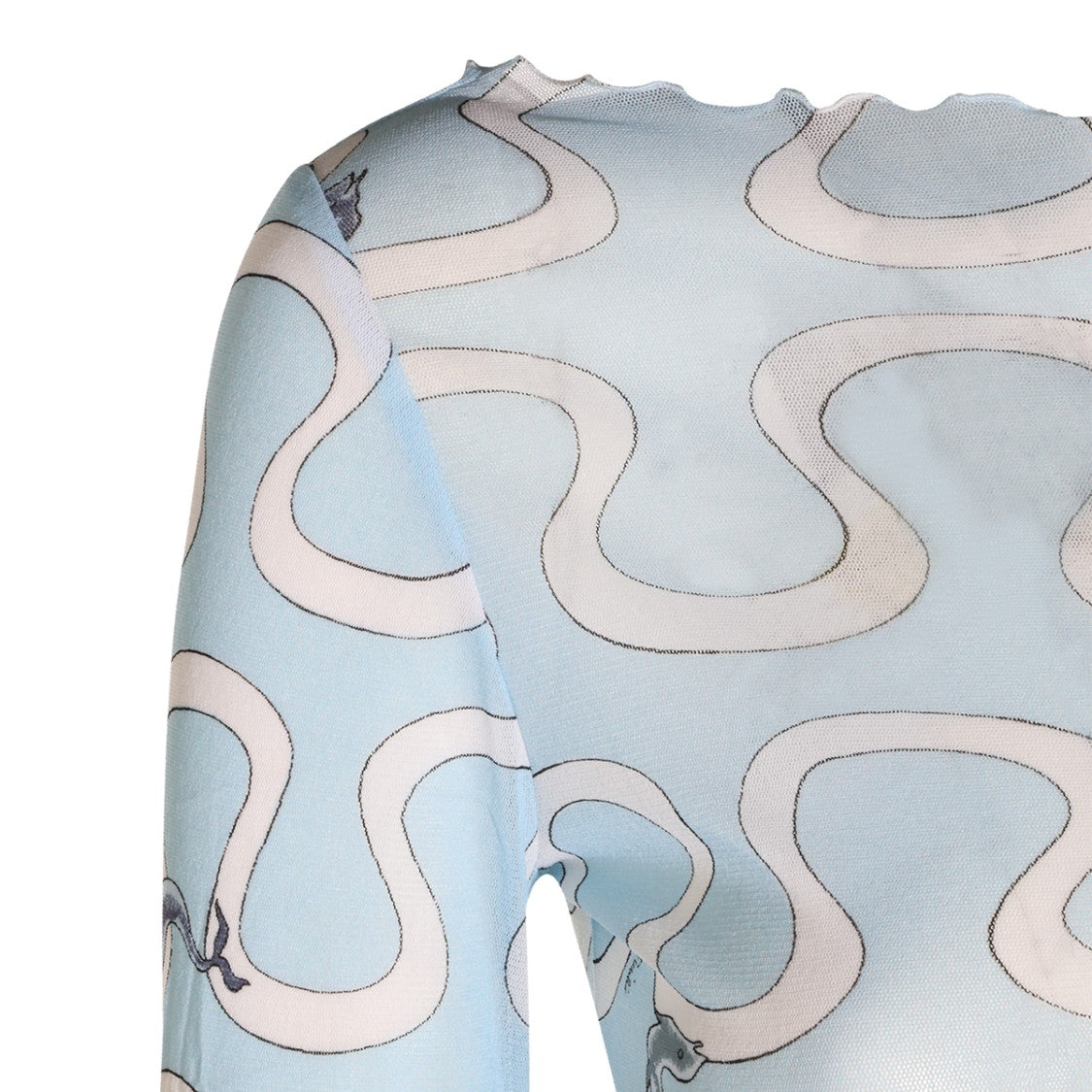 Emilio Pucci Fitted Long-Sleeve Top With Abstract Wavy Pattern