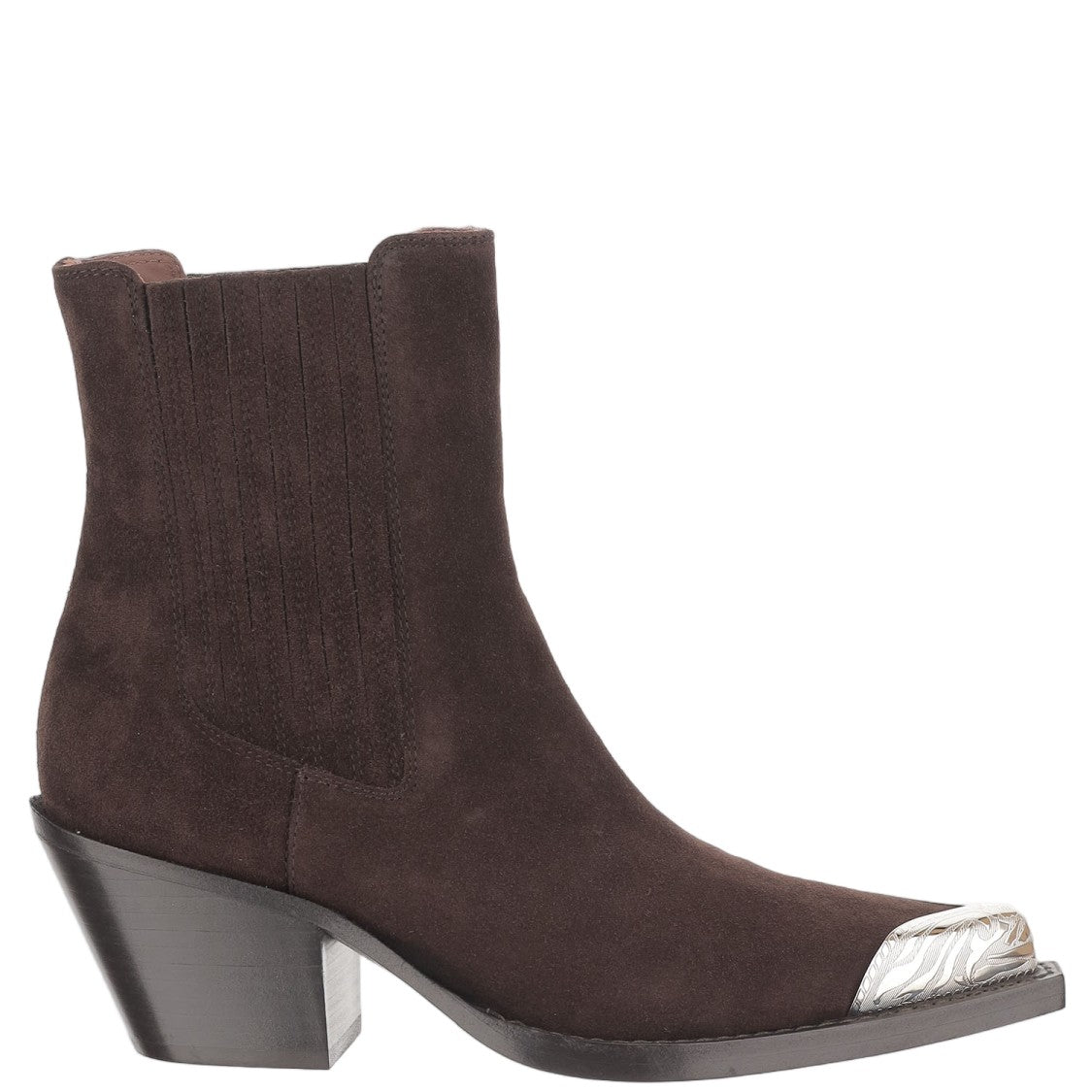 Paris Texas Pointed-Toe Suede Ankle Boots With Metallic Detailing