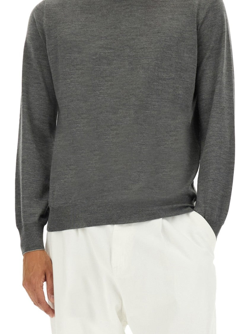 Brunello Cucinelli Finely Knit Turtleneck Shirt In Heathered Grey