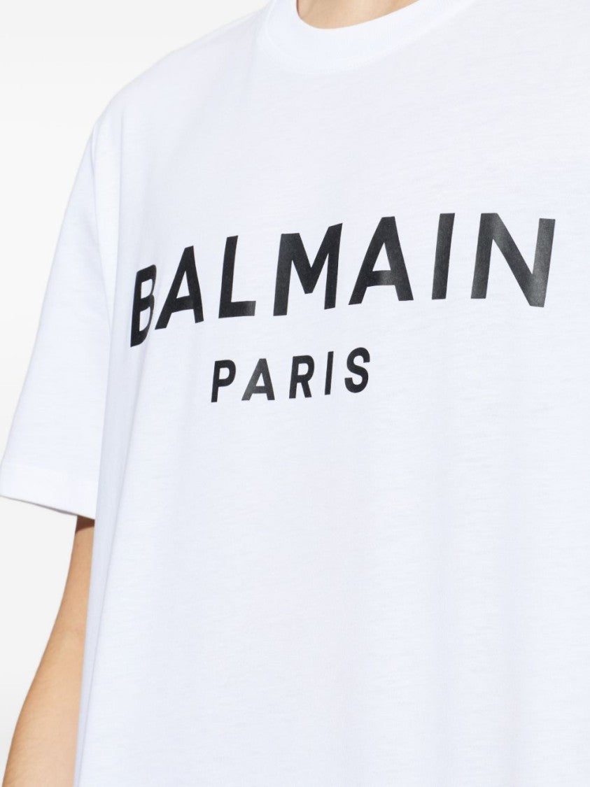 Balmain White Silk And Nylon Logo T-Shirt