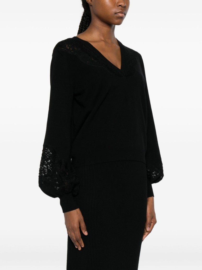 Twin-Set Timeless Black Sweater With Round Neckline