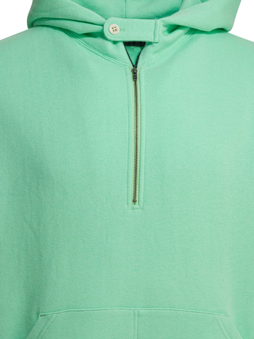 Beams Plus Relaxed-Fit Half-Zip Sweatshirt With Buttoned Collar Tab