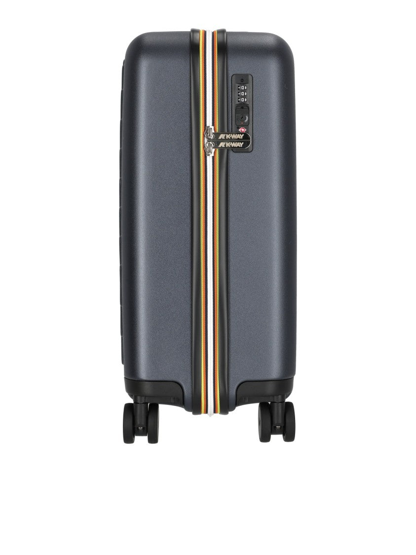 K-Way Compact Hard-Shell Trolley Case With Geometric Embossed Pattern