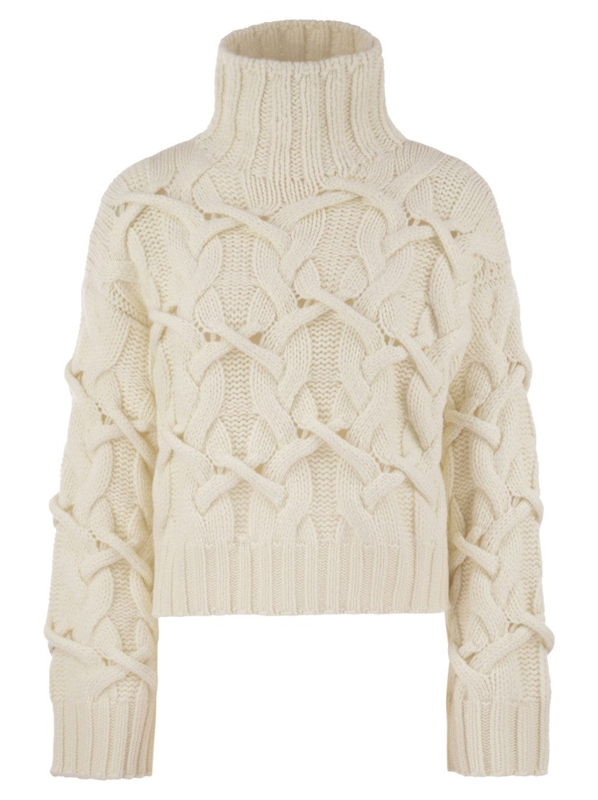 Brunello Cucinelli Braided High-Necked Cashmere Sweater