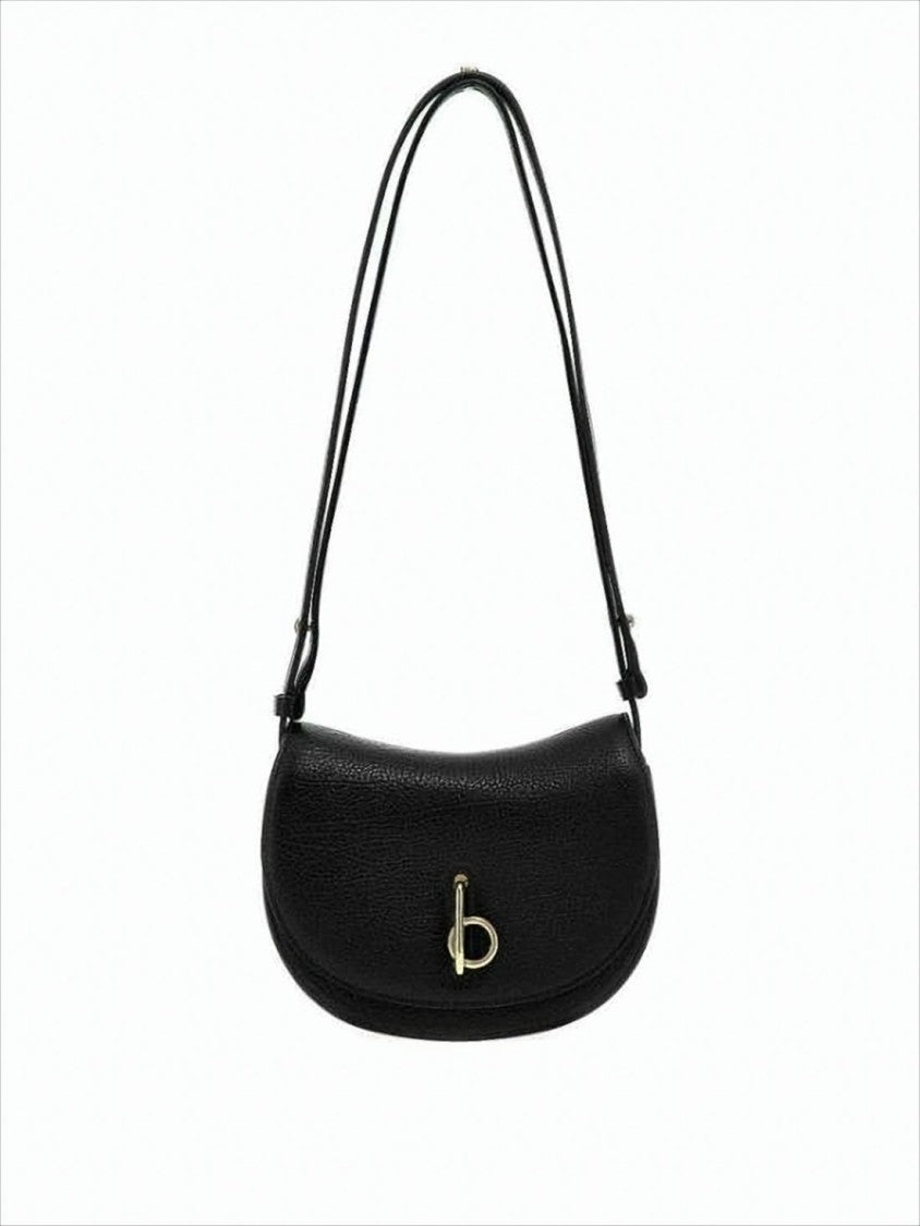 Burberry Curved Black Cowhide Leather Shoulder Bag