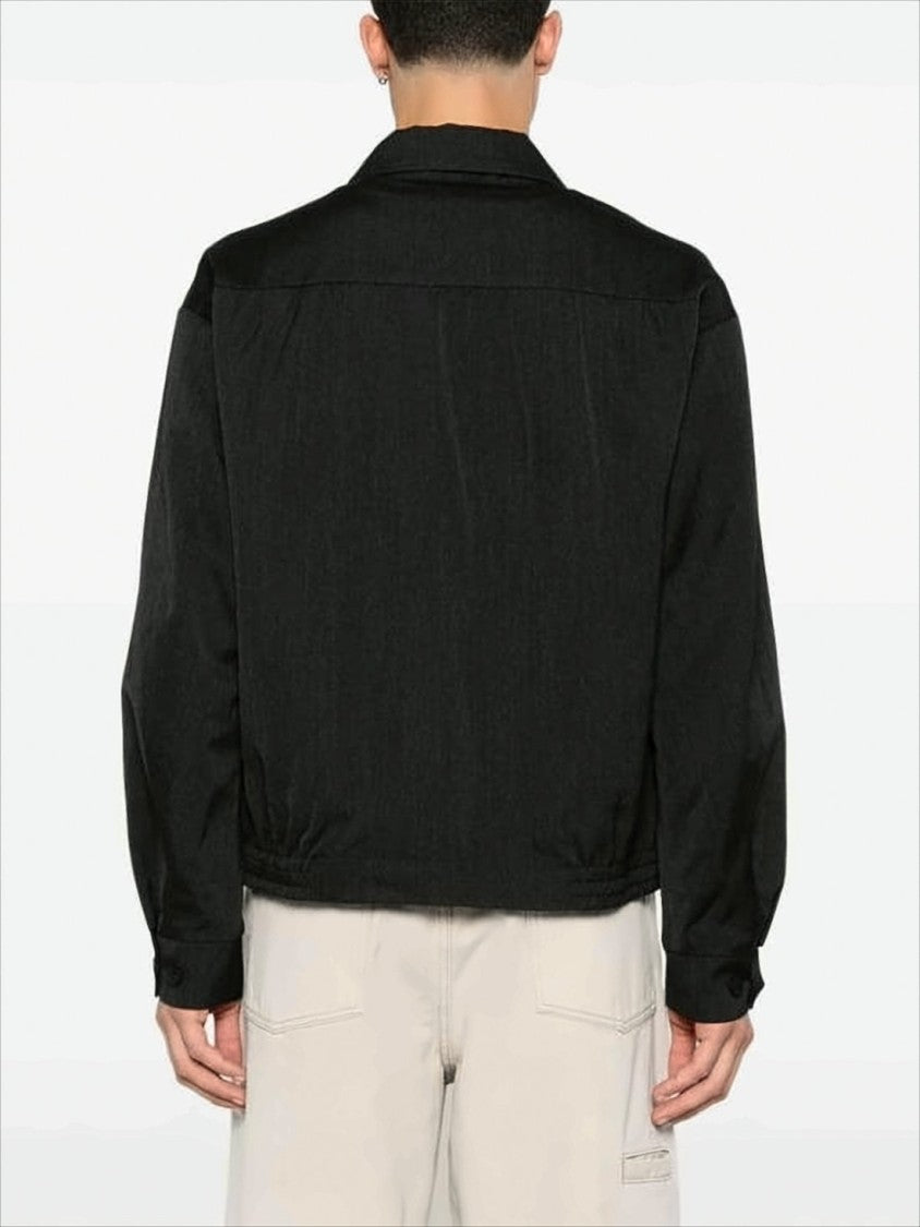 Visvim Black Wool And Linen Jacket With Embroidered Detail