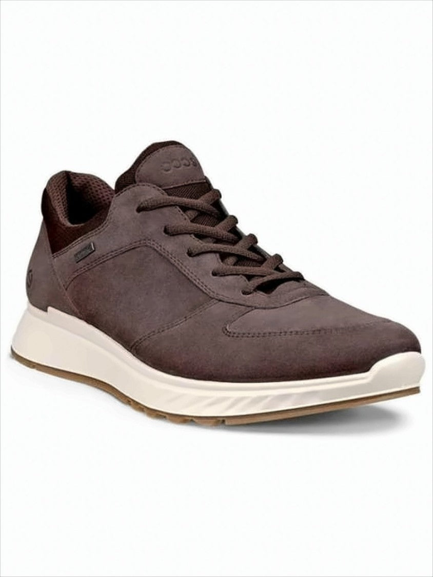 Ecco Smooth Leather Sneakers With Textured Outsole