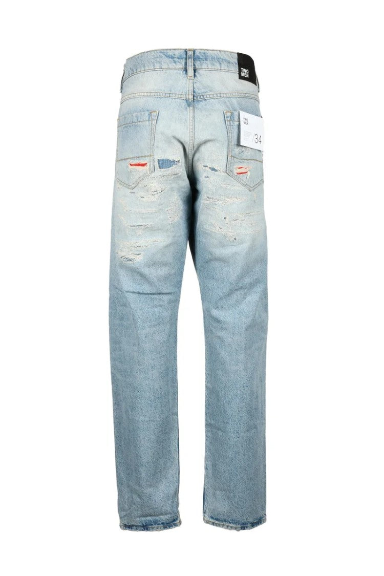 Two Men Jeans In Cotton And Hemp - Light Blue
