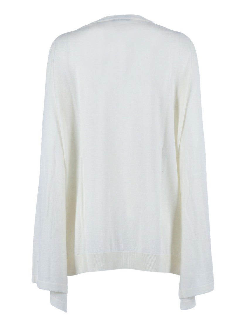 Alberta Ferretti Finely Knitted Wool Sweater With Classic Crew Neckline