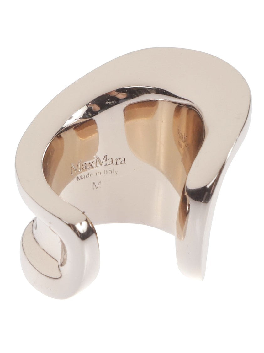 Max Mara Asymmetrical Silver Ring With Sculptural Design