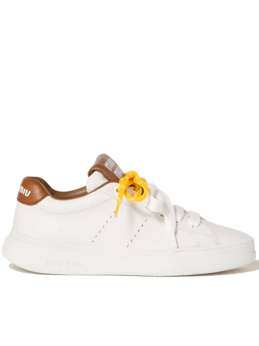 Miu Miu White Low-Top Contrast Detail Sneakers