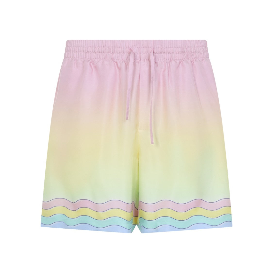 Casablanca Pastel Gradient Silk Bermudas With Wavy Stripe Hem