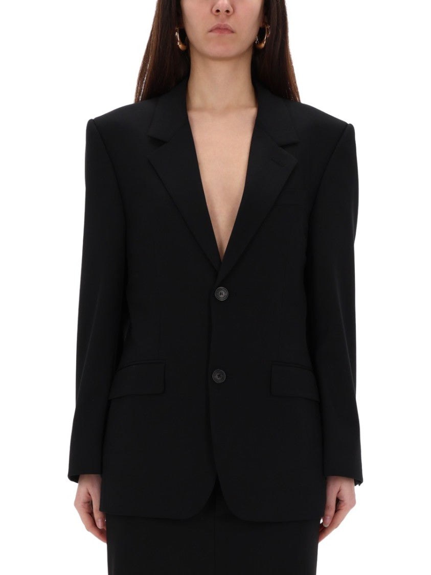 Balenciaga Structured Wool Tailored Blazer With Notched Lapel