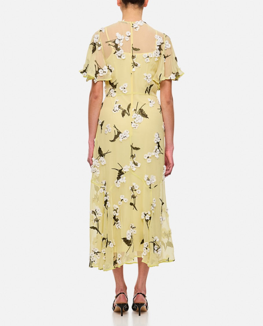Erdem Yellow Midi Cocktail Dress