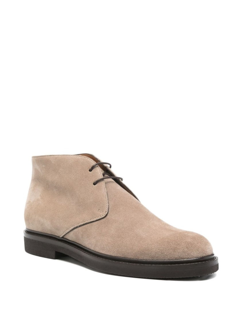 Ortigni Beige Suede Lace-Up Shoes With Minimalist Design