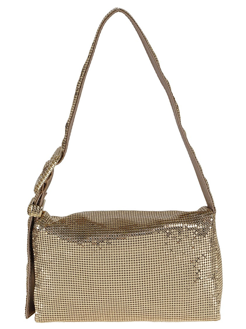 Benedetta Bruzziches Golden Sun Metal Mesh And Silk Satin Shoulder Bag