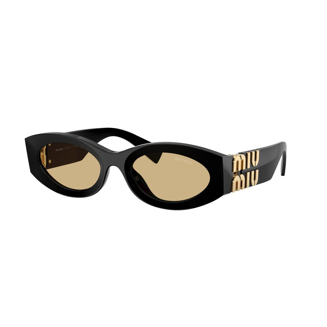 Miu Miu 0Mu 11Ws Glossy Black Acetate Oval Sunglasses
