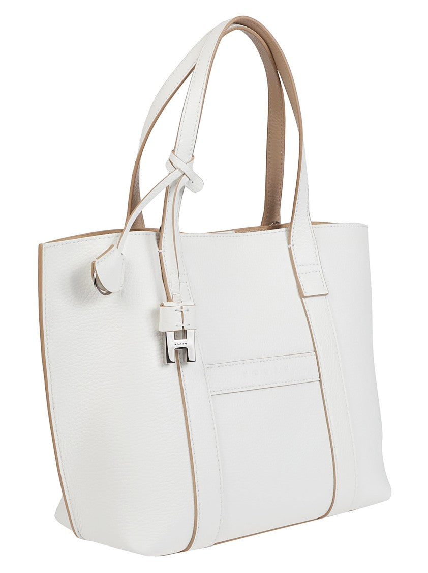 Hogan Small Script Structured Calf Leather Tote Bag