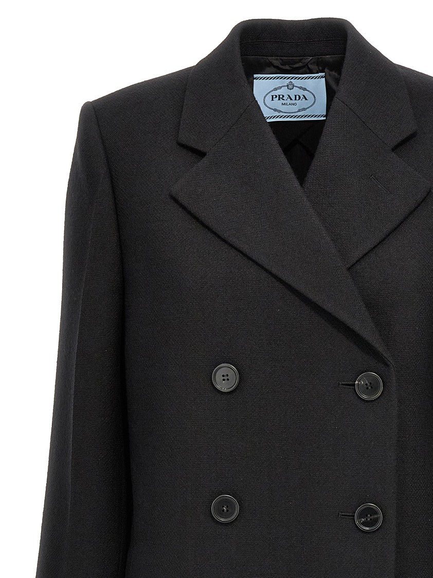 Prada Satin Insert Double-Breasted Coat