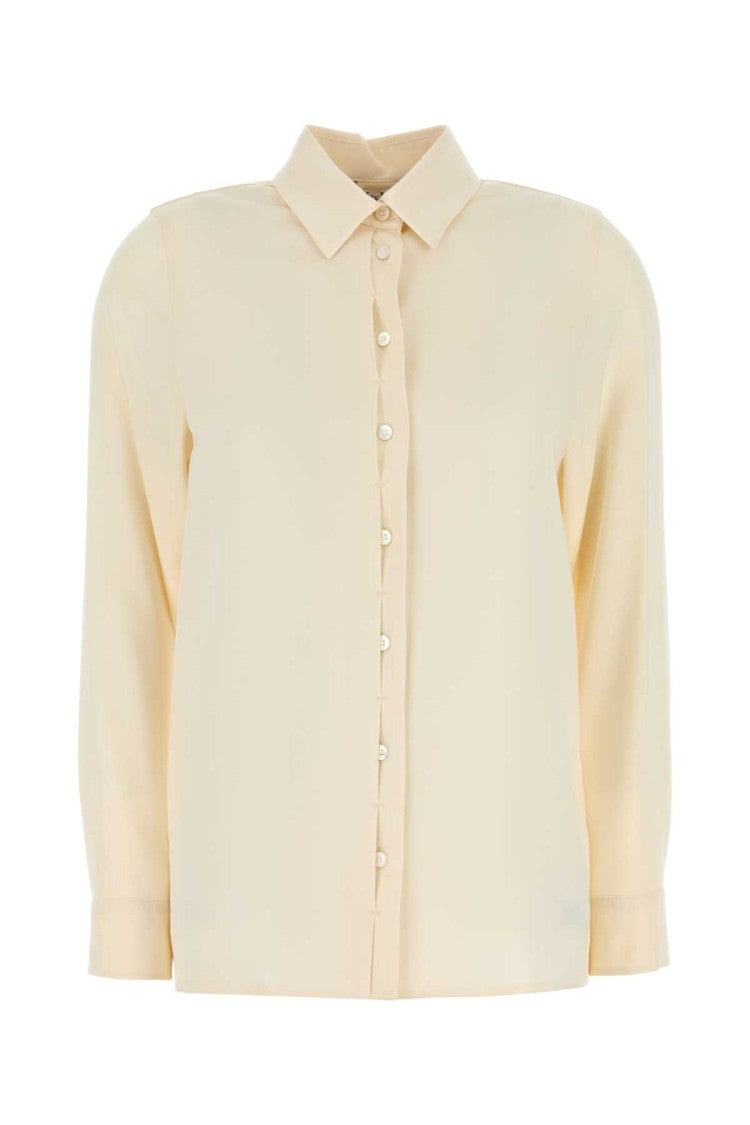 Max Mara Cream Stretch Silk Avion Shirt