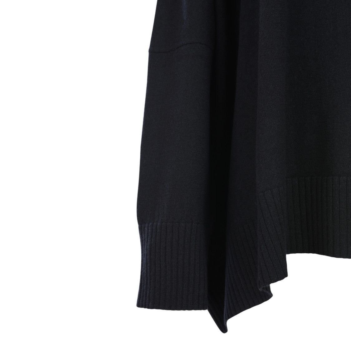 Malo Loose-Fitting Black Sweater With Asymmetrical Hemline