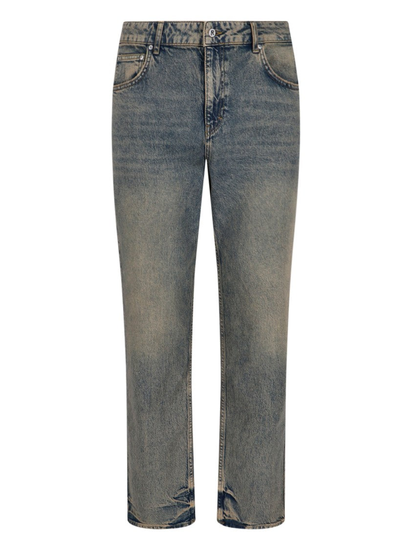 Represent Straight-Leg Blue Denim Jeans With Worn Effect