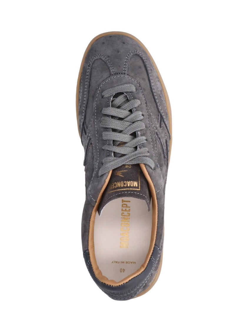 Master Of Arts Grey Club Suede Leather Accent Sneakers
