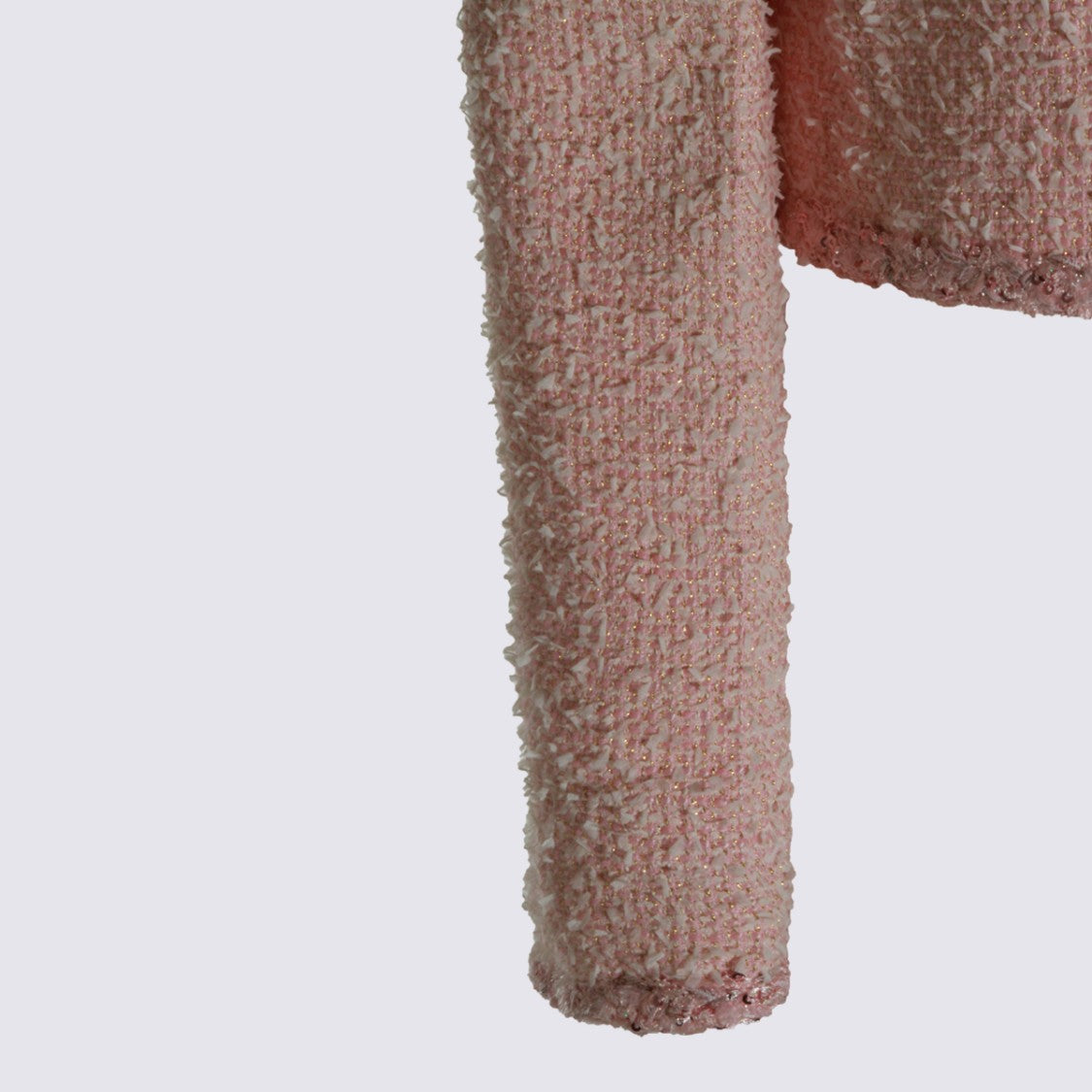 Self-Portrait Textured Cropped Jacket With Pearl And Gold-Tone Accents
