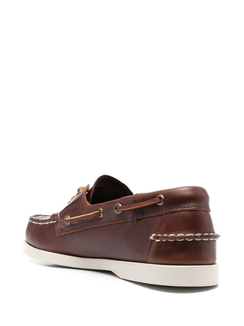 Sebago Brown Lace-Up Leather Boat Shoes