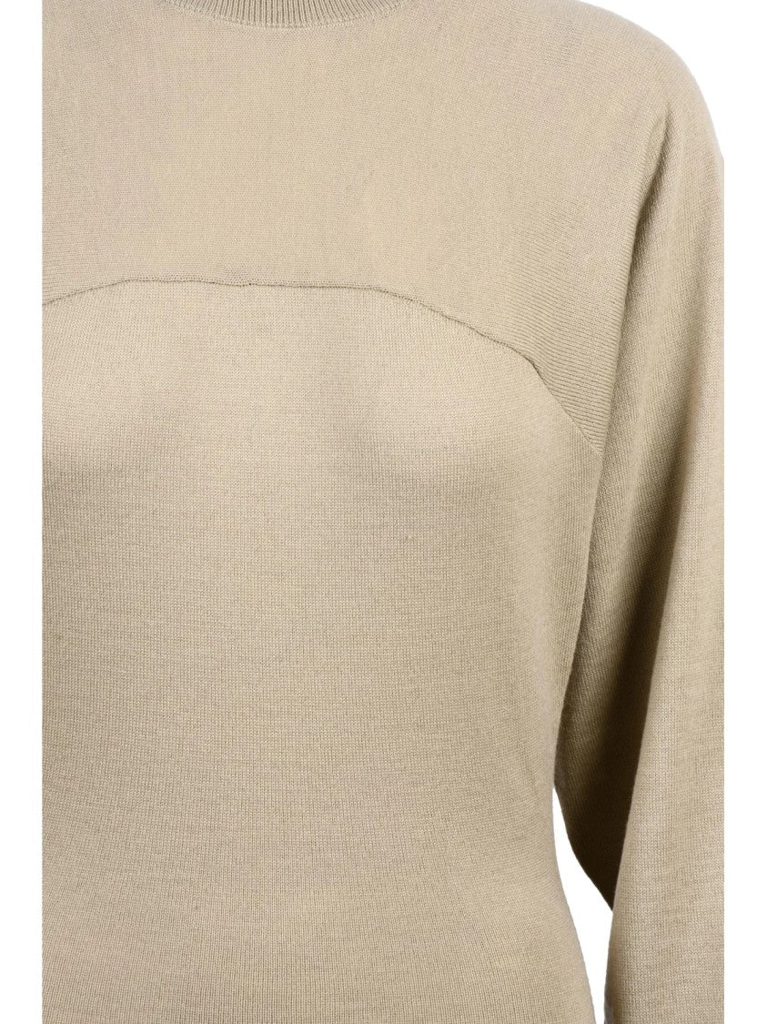 Mm6 By Maison Margiela Beige Fine Knit Acrylic-Blend Bodysuit