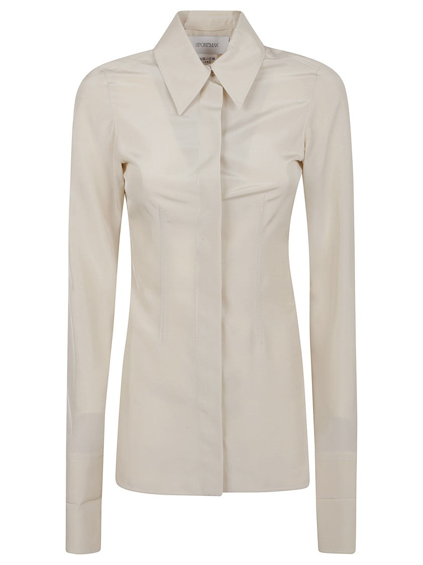 Max Mara Striped Cotton Poplin Tunic With Hidden Button Closure