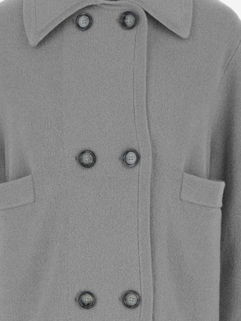 Allude Sophisticated Wool And Cashmere Jacket With Double-Breasted Closure