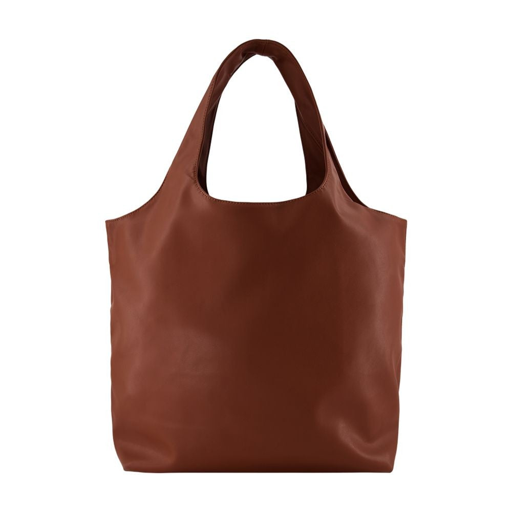 A.P.C. Oversized Brown Tote With Smooth Synthetic Finish And Bold Detailing