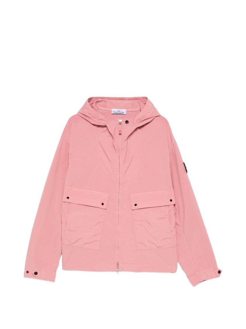 Stone Island Casual Pink Jacket With Double-Layer Hood