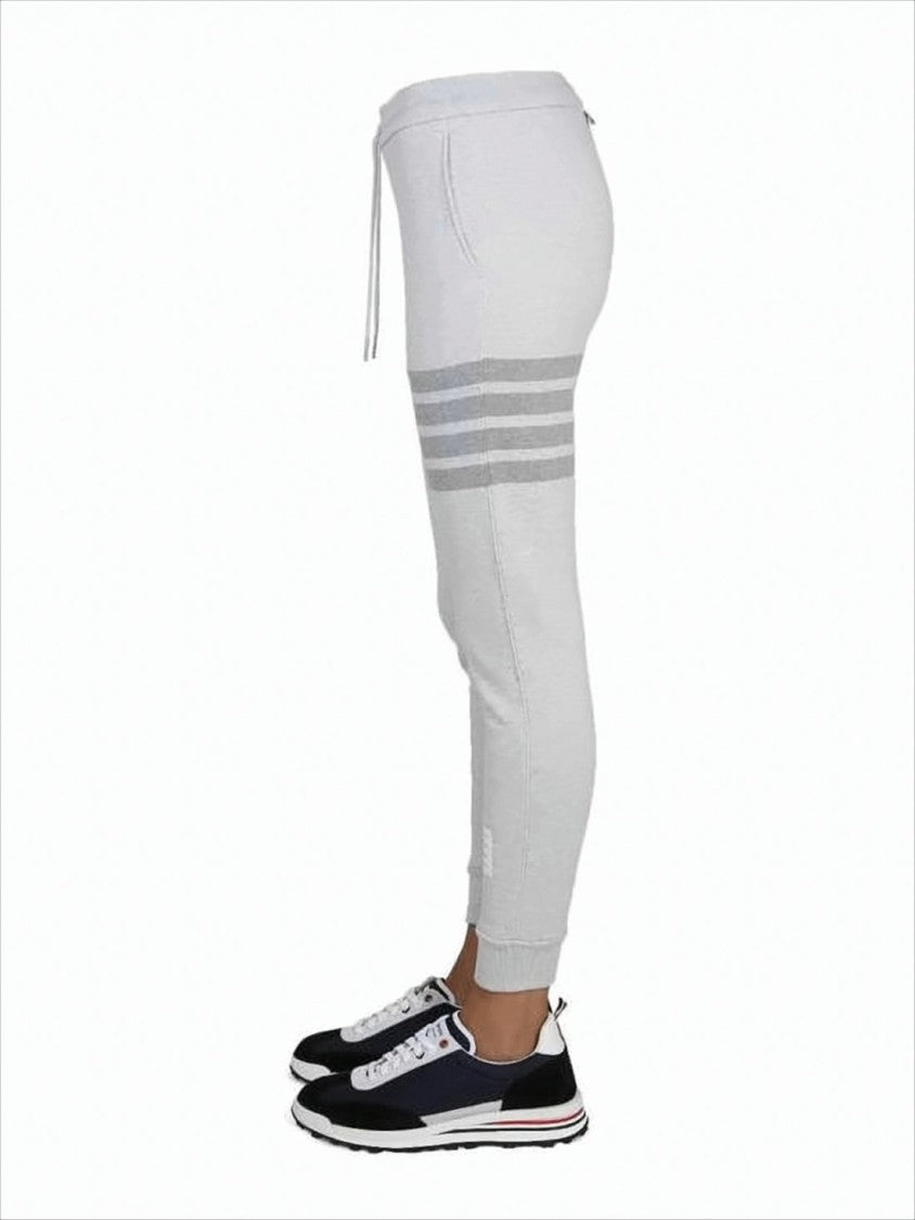 Thom Browne Slim-Fit Light Grey Leggings With Ribbed Cuffs