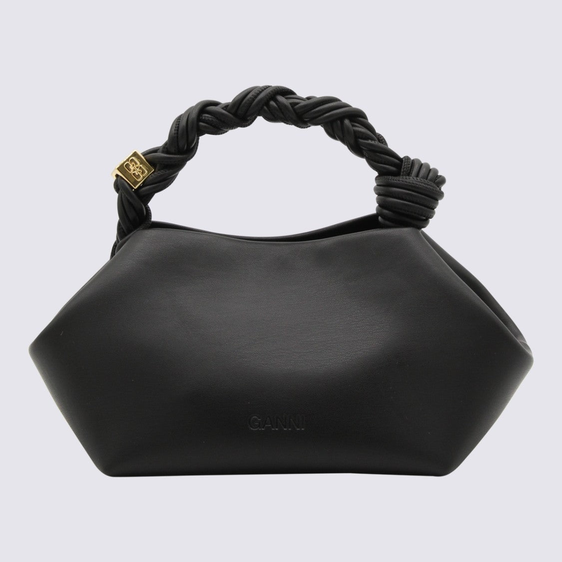 Ganni Black Leather Top Handle Bag