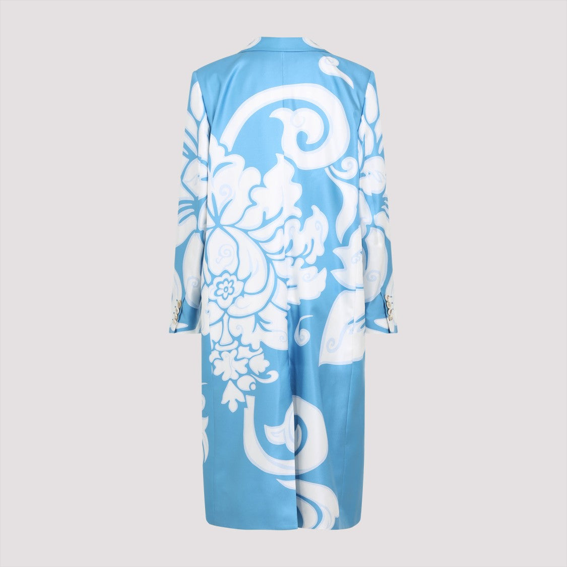 Etro Blue Silk Floral Pattern Coat