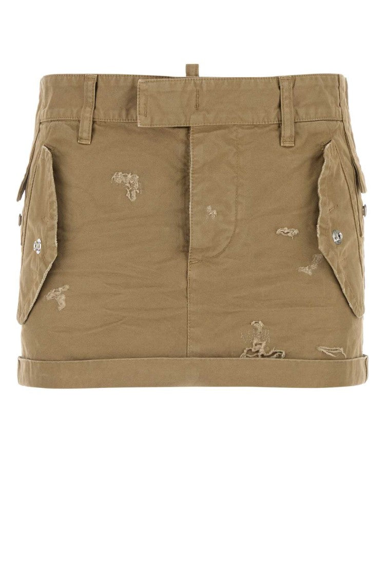 Dsquared2 Khaki Canvas Mini Skirt
