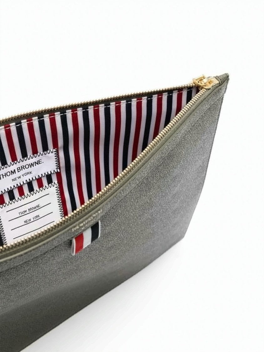 Thom Browne Medium Document Holder In Textured Cowhide Leather