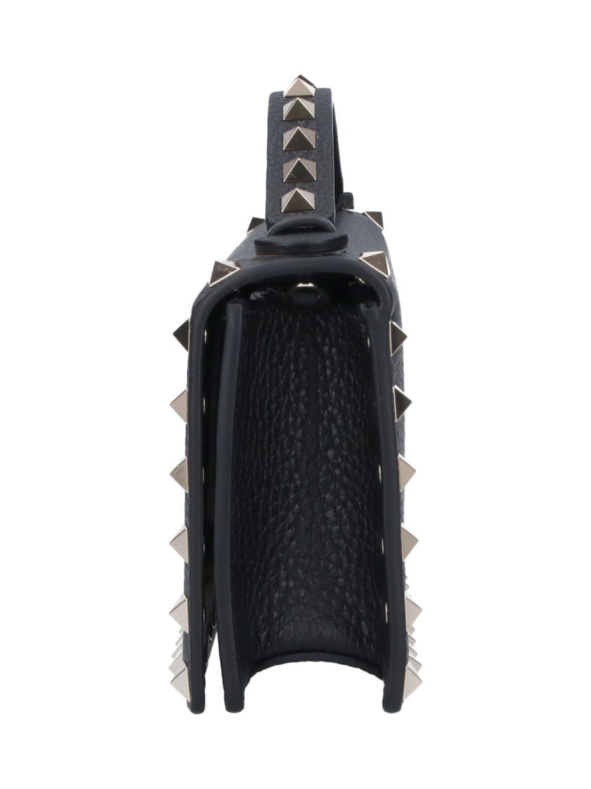 Valentino Garavani Textured Black Wallet With Pyramid Stud Accents