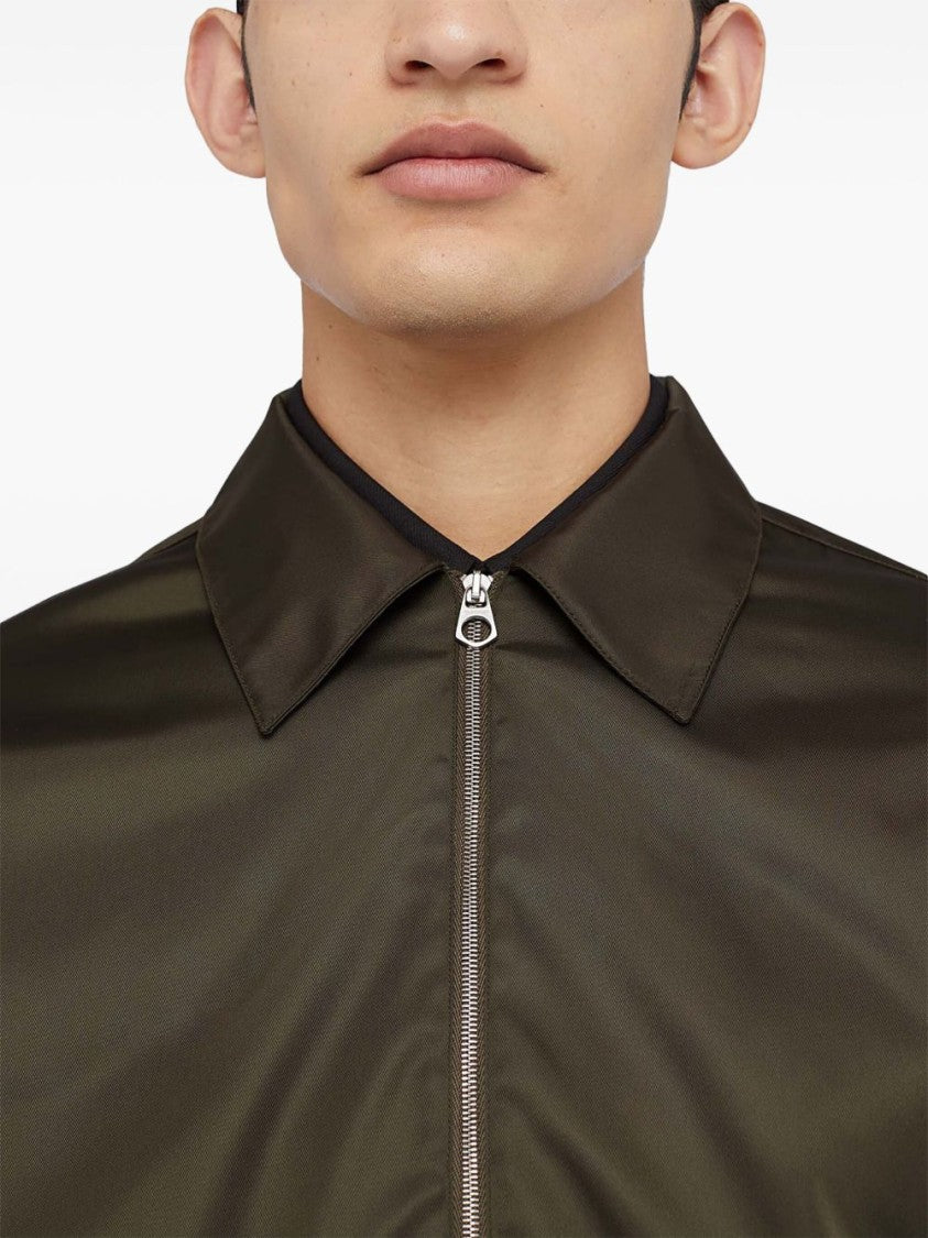 Jil Sander Tailored Dark Green Nylon Twill Shirt